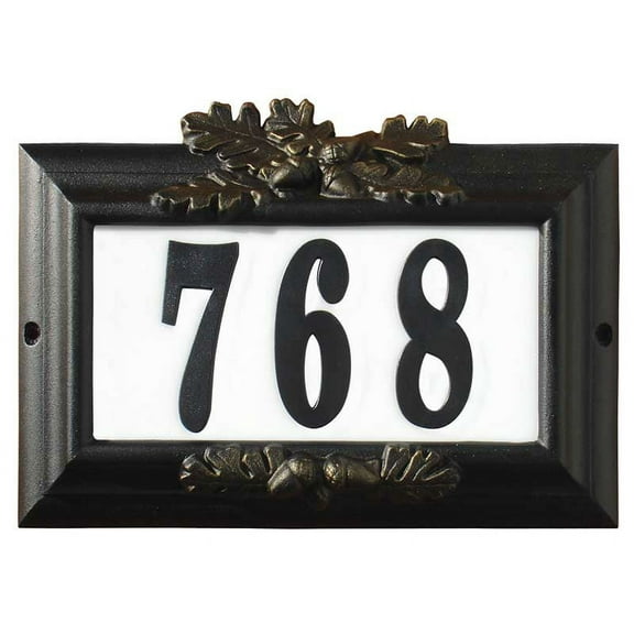 Edgewood "Misty Oak" Lighted Address Plaque in Black with Gold Antiquing Frame Color