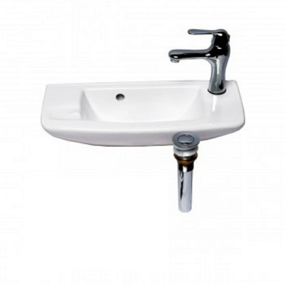 Edgewood Small Wall Mount Bathroom Sink 20" White w/Chrome Faucet Drain w/Overflow Combo Sink Renovators Supply