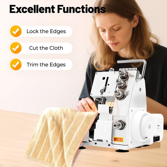 Edging Machine,Four-Thread Edging Home Sewing Tools 80w Professional Sewing Machine with Foot Controller 1200 Stitches/Min for Sewing Undershirts, Cotton Sweaters