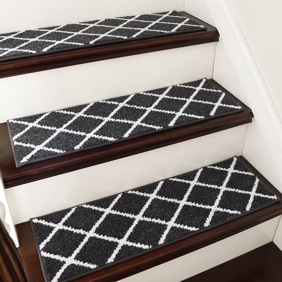Edging Stair Treads Non-Slip Carpet Mat 28inX9in Indoor Stair Runners for Wooden Steps, Stair Rugs for Kids and Dogs, 100% Polyester TPE Backing 15pcs