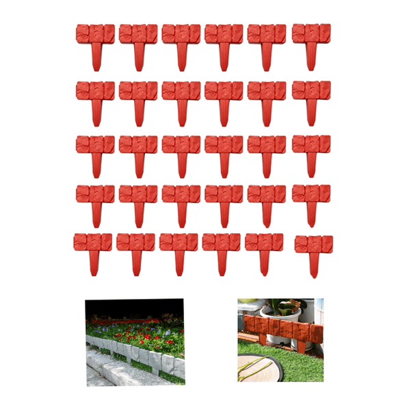 Edging for Landscaping, 30Pcs Garden Edging, Dark Grey Cobbled Stone Effect Flower Bed with Ground for Gardens, Landscaping, Farms