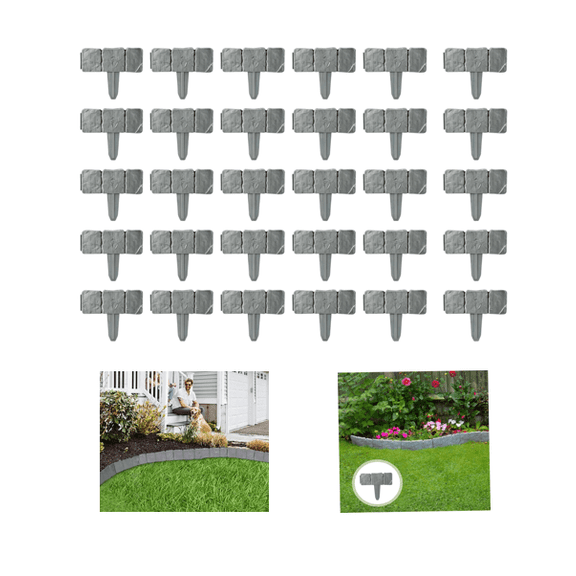 Edging for Landscaping, 30Pcs Garden Edging, Dark Grey Cobbled Stone Effect Flower Bed with Ground for Gardens, Landscaping, Farms