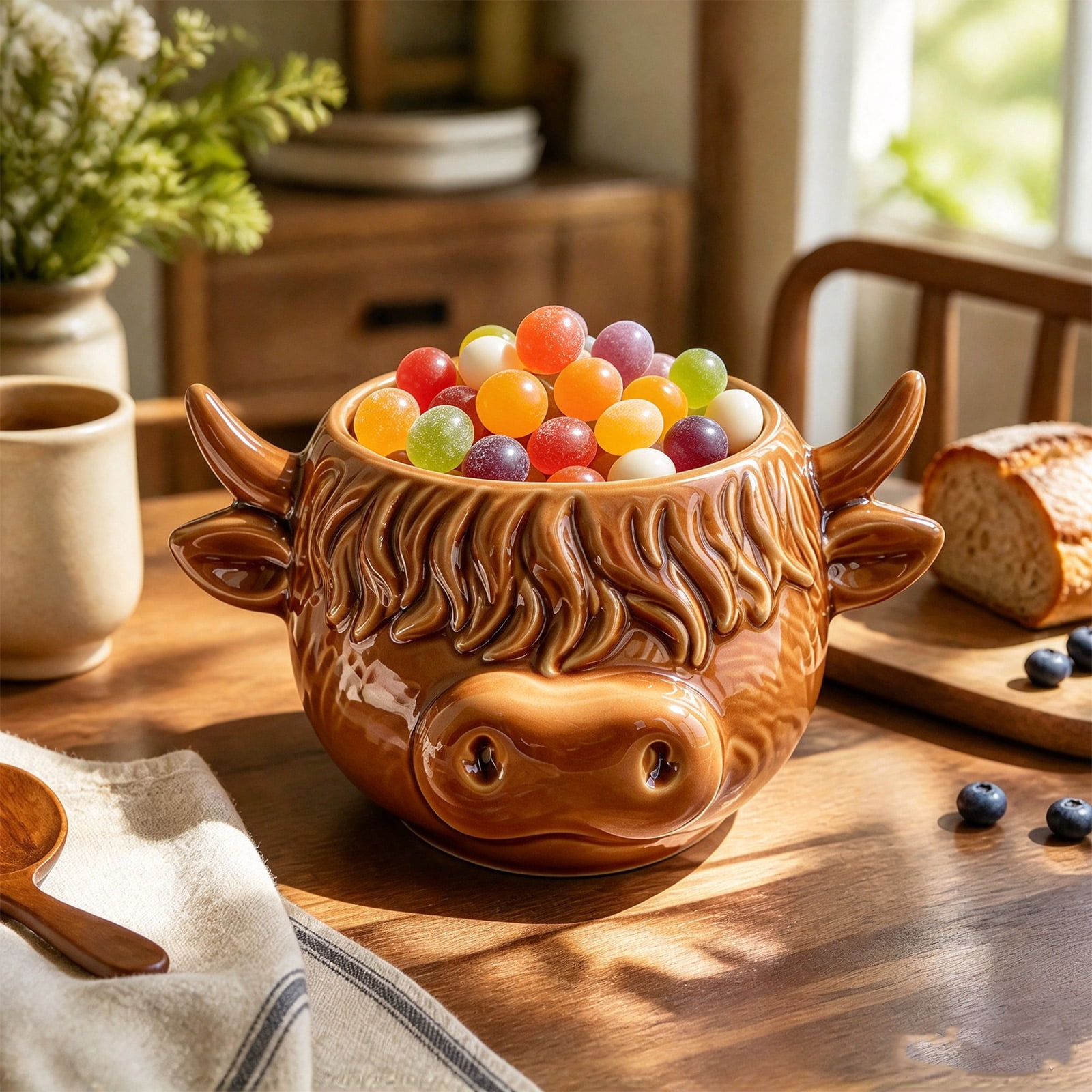 Snac Chocolate Edgtyos Christmas Highland Cow Ceramic Bowl, Multipurpose Tabletop ...