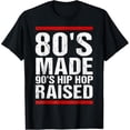 thumbnail image 1 of Edgy 80s & 90s Hip Hop Graphic Tee, Tops Has "80'S MADE 90'S HIP HOP RAISED" Text Design, Round Neck Regular Fit T - shirts, Size(S - 5XL), 1 of 5