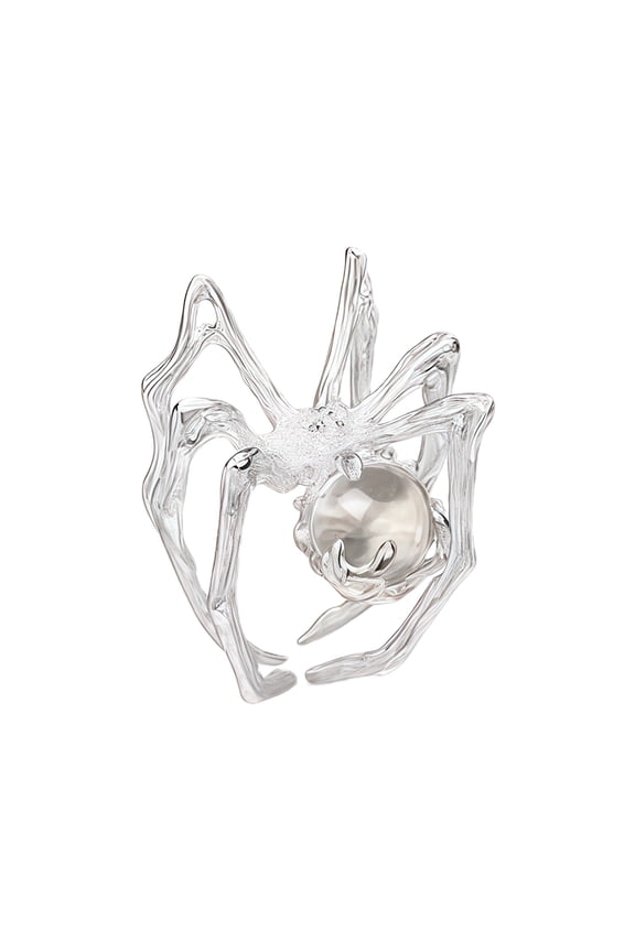 Edgy Adjustable Moonstone Spiders Rings For Women Punk Styles Jewelry Sturdy Alloy Gothic Design Finger Rings