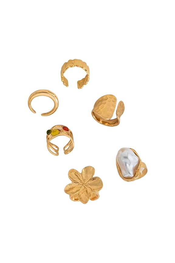 Edgy Adjustable Open Rings 6PCS Set Punk Inspired Jewelry For Everyday Stacking Or Occasions Trendy Alloy Accessories