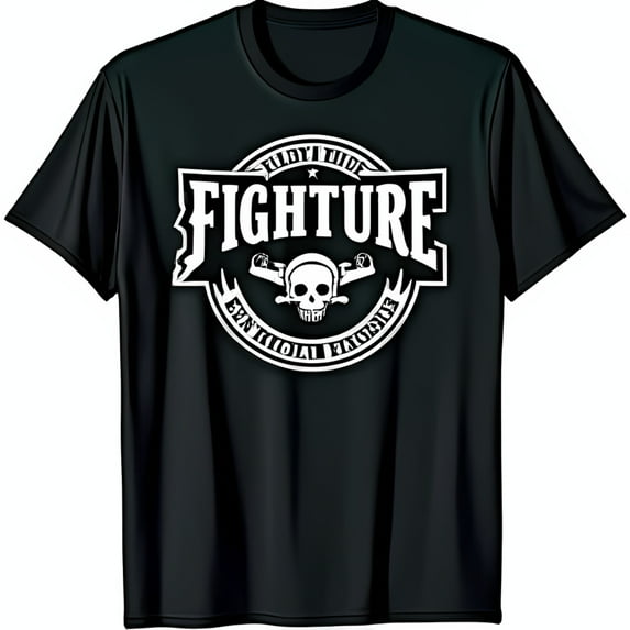 Edgy Black T-Shirt with Bold Full Fighture Graphic Design