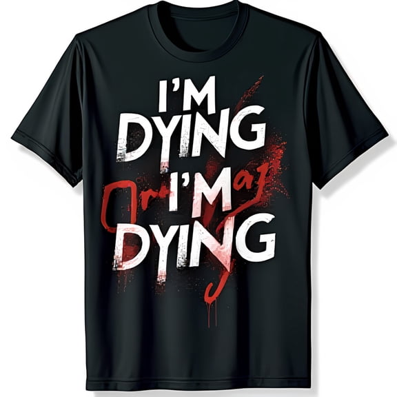 Edgy Black T-Shirt with Bold I M DYING or I M a DYING Graphic Design