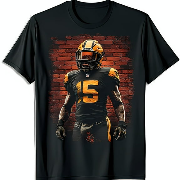 Edgy Black T-Shirt with Graphic Player Design Number 15 Jersey