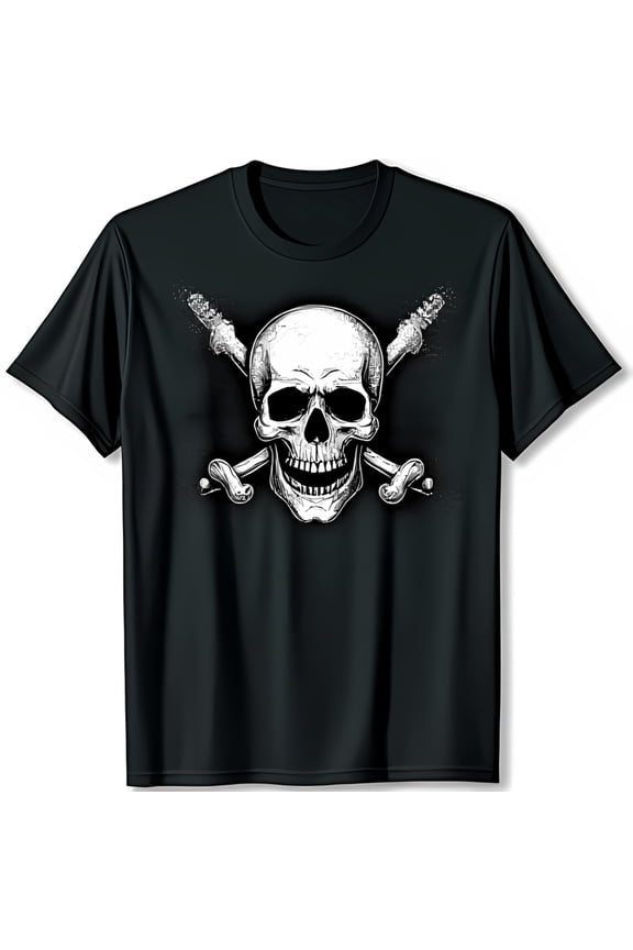 Edgy Black T-Shirt with Grinning & Graphic Design
