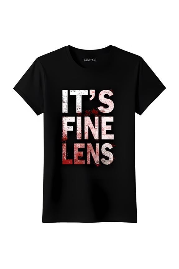 Edgy Black T-Shirt with Grunge It s Graphic & Red Splatter Design