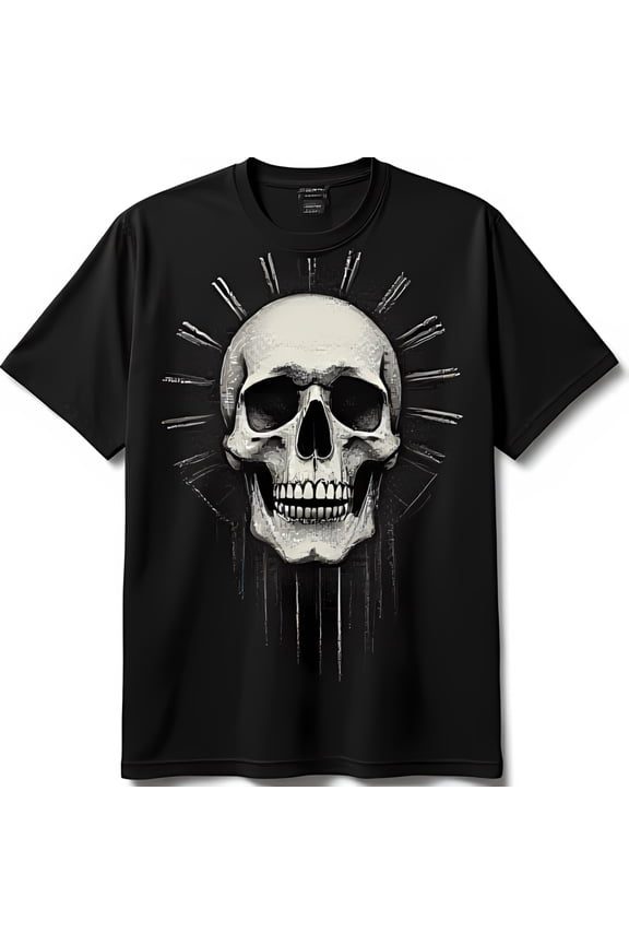 Edgy Black T-Shirt with Large White Graphic and Design