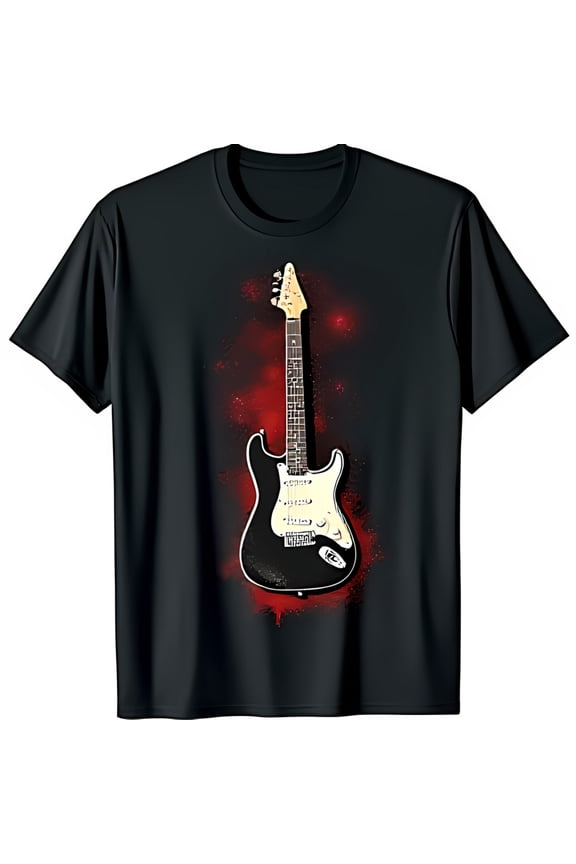 Edgy Black T-Shirt with Red Splatter Design and Graphic