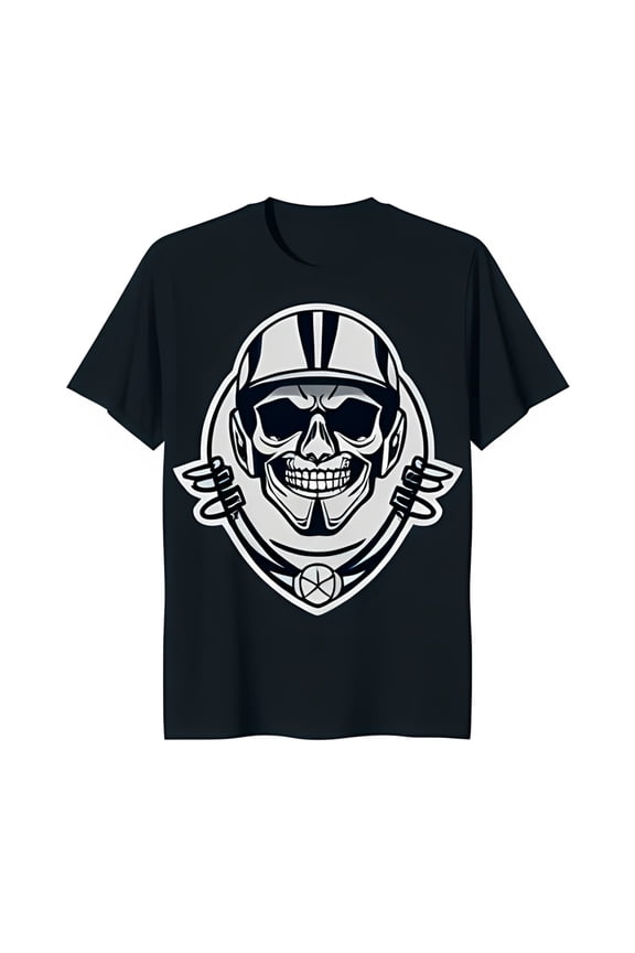 Edgy Black T-Shirt with White Graphic & Sunglasses Design