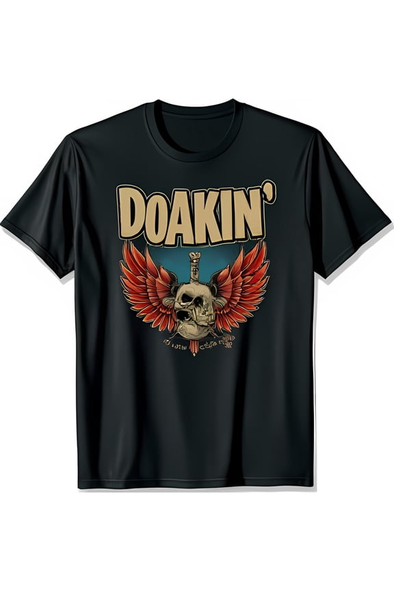 Edgy Black T-Shirt with Wings and Graphic Gothic Style