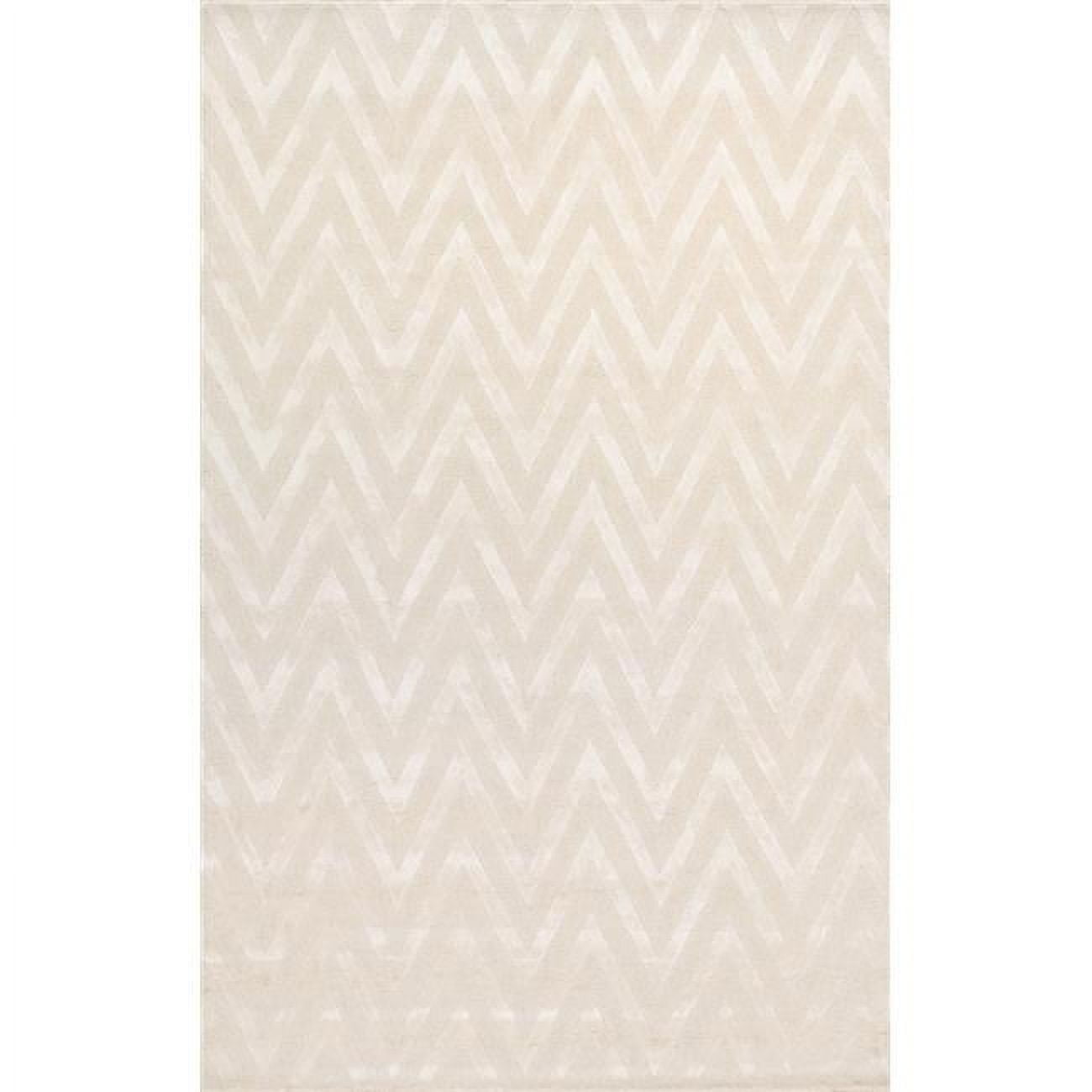 Pasargad Ivory Hand-Tufted Bamboo Silk & Wool 7'9" x 9'9" Area Rug