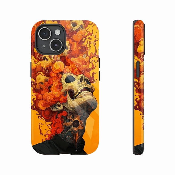 Edgy Flame Skull Art Phone Case - Perfect for Trendsetters & Art Lovers, Durable Shockproof Design, Compatible with iPhone 11/12/13/14/15/16 (Pro Max/Plus)