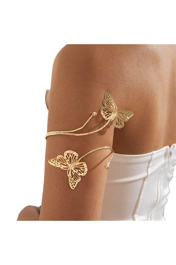 Edgy Geometric Adjustable Punk Gold Iron Arm Jewelry For Women