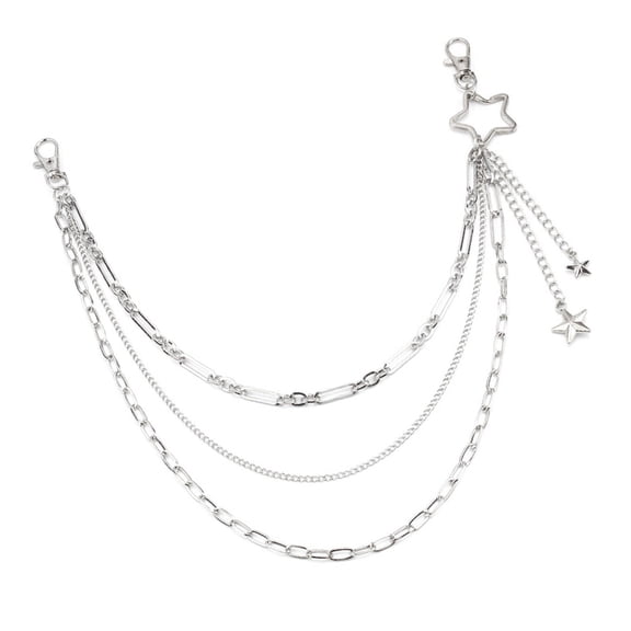 Edgy Geometric Pants Chain Multi Level Alloy Body Jewelry Quick Release Fastener