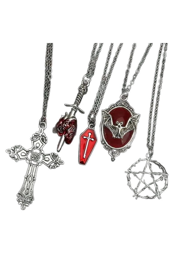 Edgy Gothic Jewelry Bat Coffin Necklace With Arrows Heart Star Charm Customizable Punk Accessory for Stylish Outfits