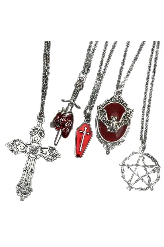 Edgy Gothic Jewelry Bat Coffin Necklace With Arrows Heart Star Charm Customizable Punk Accessory for Stylish Outfits