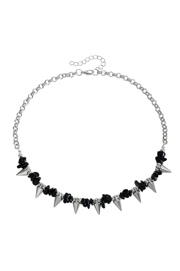 Edgy Gothic Punk Spliced Chain Necklace Adjustable Length Collarbone Chain For Alternative Styles Enthusiasts
