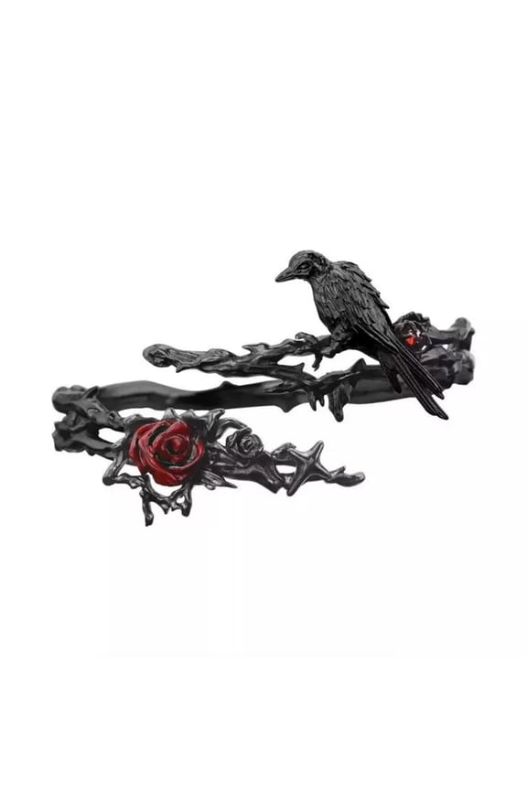 Edgy Gothic Rose Alloy Wristband Suitable for Multiple Outfit Combinations