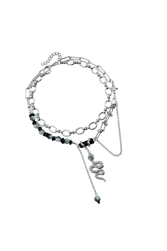Edgy Gothic Snake Chain Necklace Comfortable Alloy Detachable Fringe Jewelry Portable Accessory for Concerts Night Out