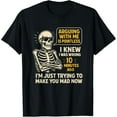thumbnail image 1 of Edgy Humor Graphic Tee, Tops Has Skeleton And Text Design, Round Neck Regular Fit T - shirts, Size(S - 5XL), 1 of 5