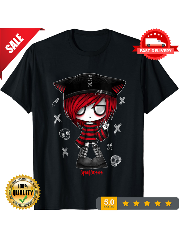 Edgy Kitty Hat Scene Kid Emo Alt Goth Red T-Shirt, CROWD FAVORIT-TH71827
