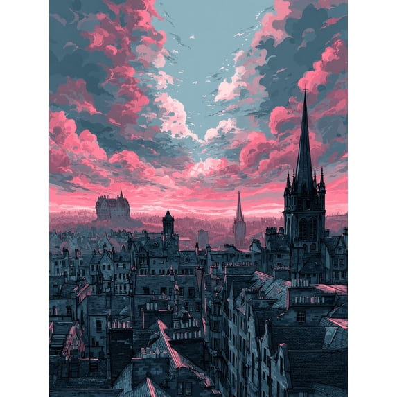 Edgy Modern Cityscape Canvas Print Home Interior Wall Decor