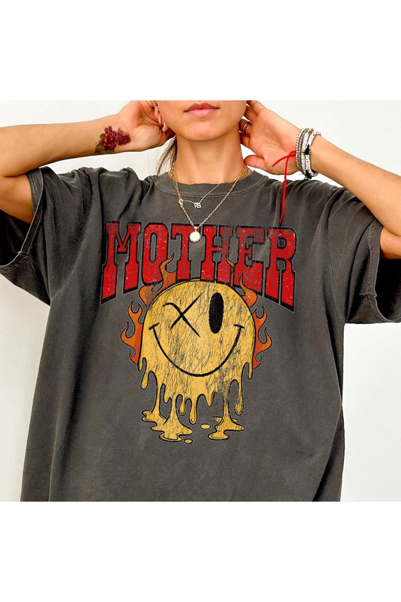 Edgy Mother TShirt Cool Mom Gift Rock Aesthetic Mama Tee Y2K Grunge Mama Apparel Distresse