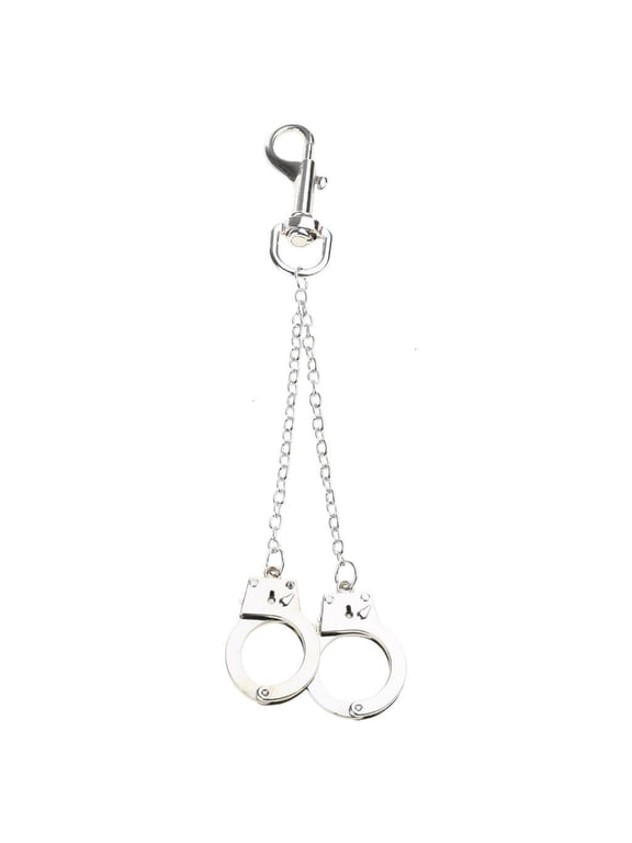 Edgy Punk Style Keychain Mini Handcuffs Pendant Keyring Punk Pants Hanging Chain