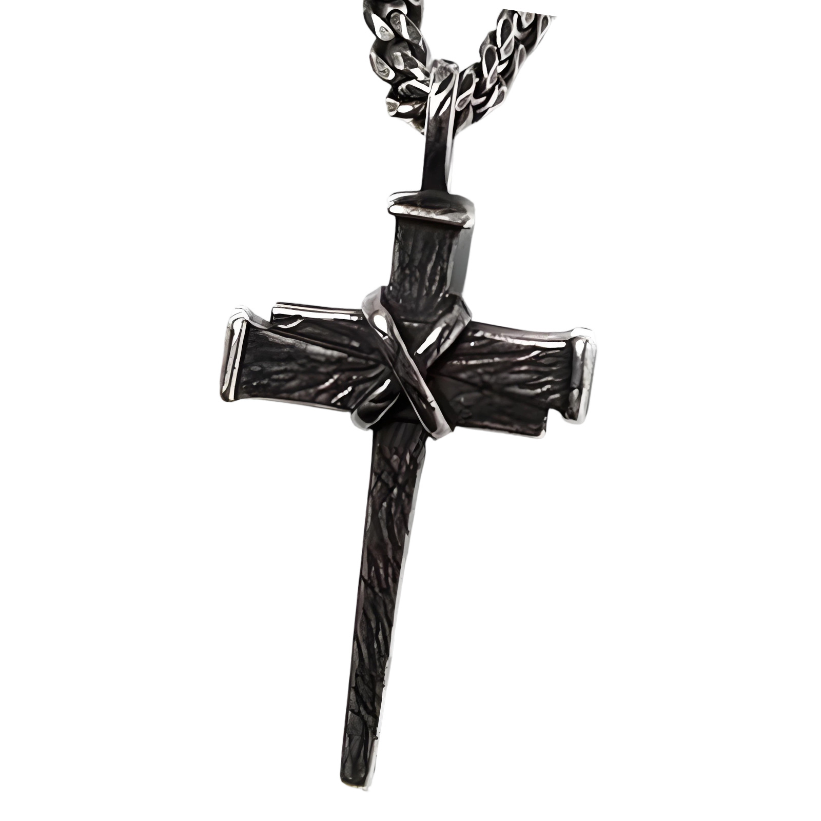 Edgy Punk Styles Crosses Pendant Necklace Silver Black Color For Outfit Styling