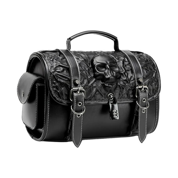 Edgy Skull Motorbike Saddlebag Synthetic Leather Tool Pouches Featuring Dark Styles & Spacious Interior for Bikes
