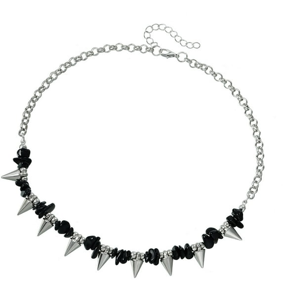 Edgy Spliced Alloy Chokers Necklace Adjustable Gothic Punk Inspired Jewelry Design