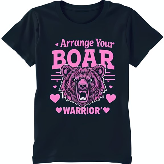 Edgy T-Shirt with Pink Hearts 'Arrange Your Boar ' Design