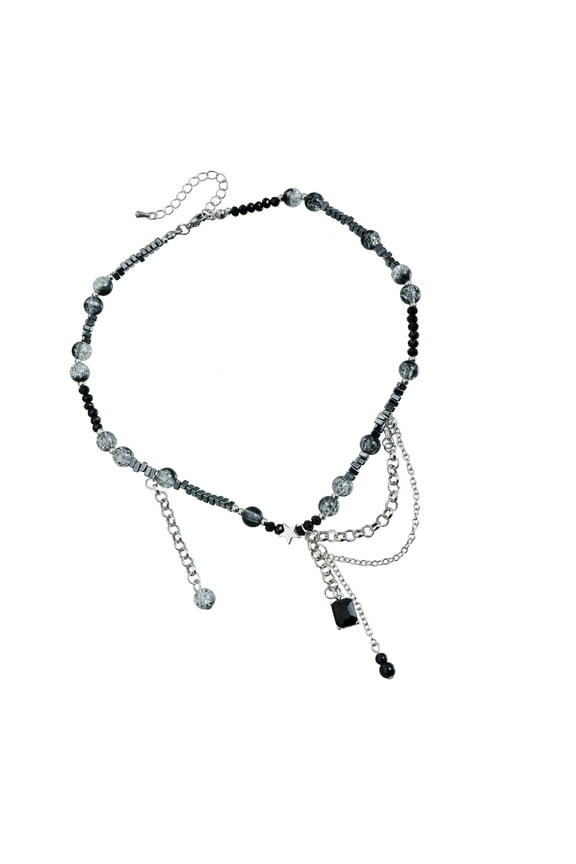 Edgy Tassels Multi Layer Chain Gothic Punk Styles Alloy Clavicle Necklace Adjustable Length Neckchain Stylish Accessory