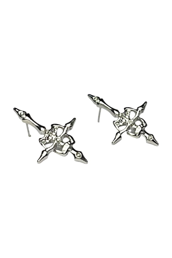 EdgySku11and Upside down Crosses Earrings Streetwear Accessories Alloy Texture