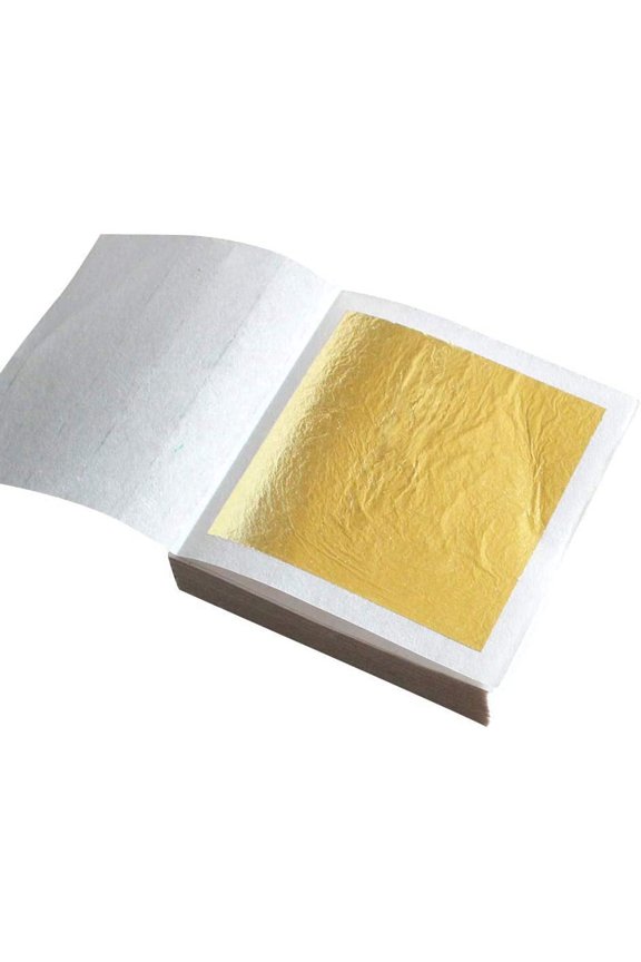 Crazyview  24K Gold Foil Leaf Sheets,Real Gold Leaf Leafing Sheets Foil Paper for Cake Chocolates Decorating Bakery Pastry Cooking Beauty Routine Makeup Health Spa Art Craft Work