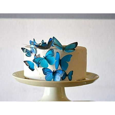 Edible Butterflies - Assorted .. Blue Set of 15 .. - Cake and Cupcake .. Toppers, Decoration