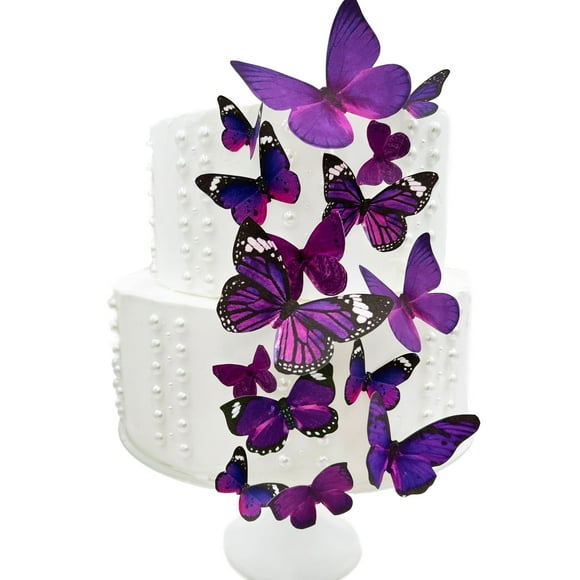 Edible Butterflies © - Assorted Royal Purple Set of 15 - Cake and Cupcake Toppers, Decoration