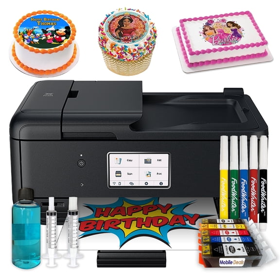 Edible Cake Topper Wireless Printer with Sugar Frosting Sheets Edible Markers Edible Ink Cartridges Plus Cleaning Kit