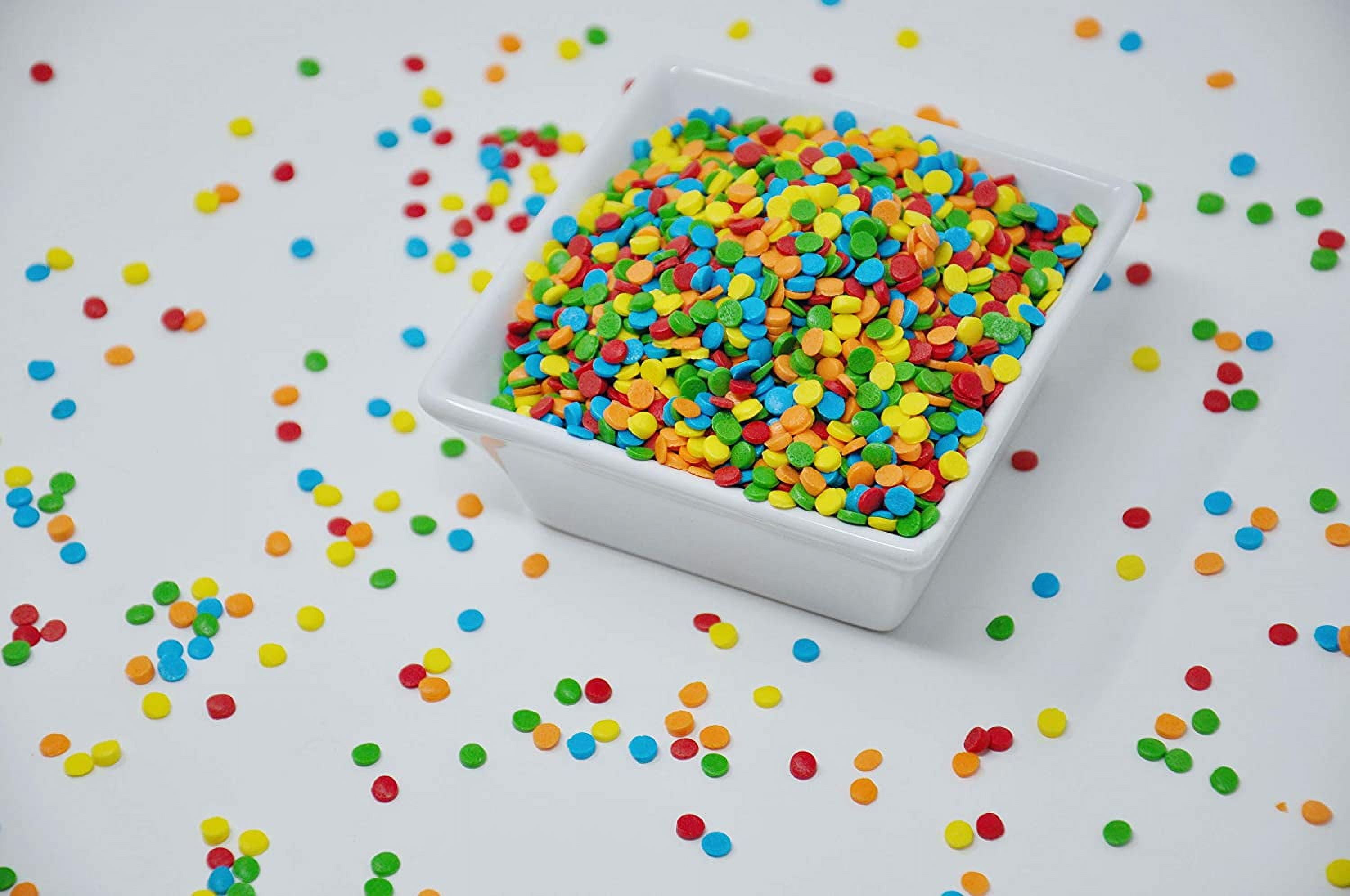 Edible Confetti Sprinkles, Primary Color Sequins, 8 Ounces, For Cake