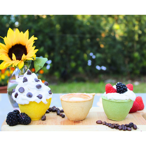 Edible Cookie Cups. 6 Delicious flavors: Dark Chocolate, Milk, Hazelnut, Lemon, Almond, Pistachio - 6 units