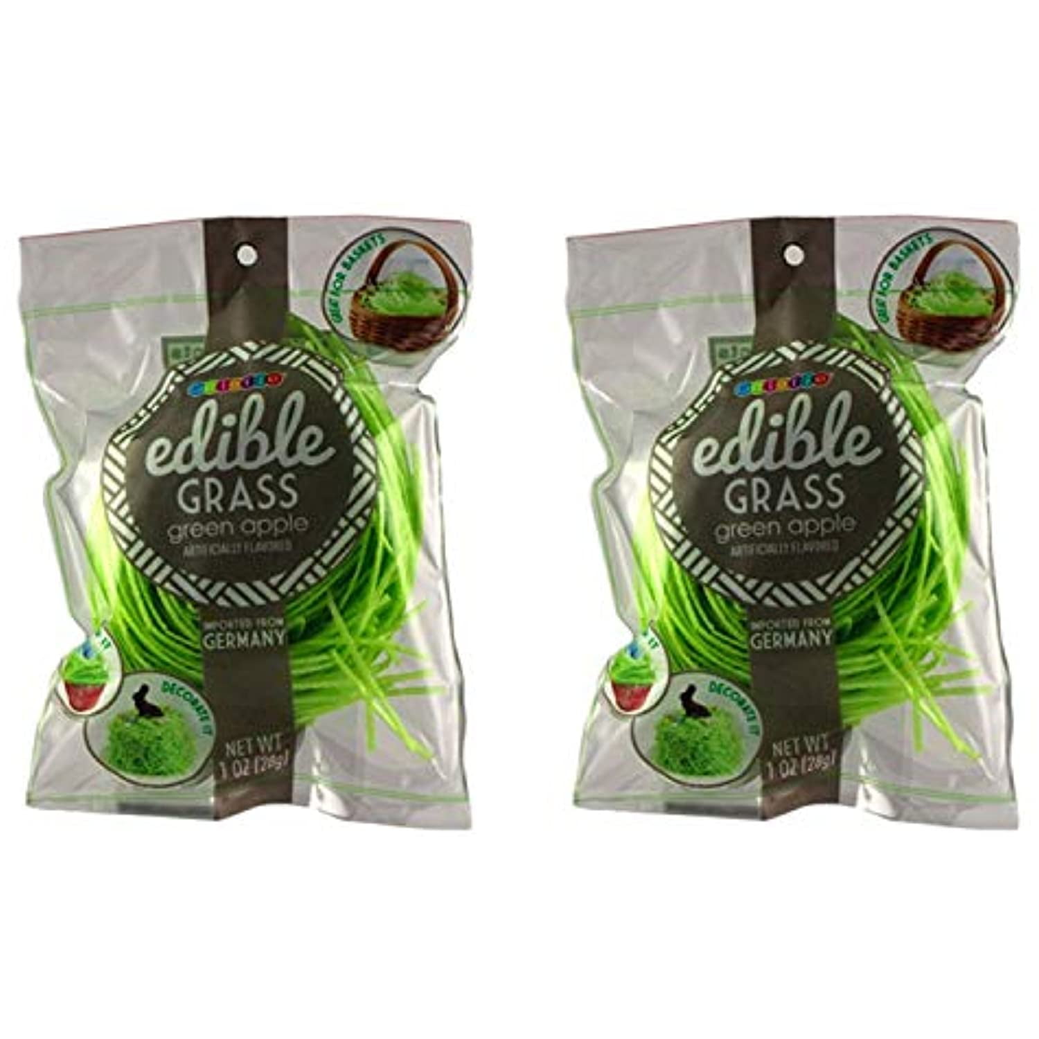 Edible Easter Basket Candy Grass Green Apple, Pack of 2