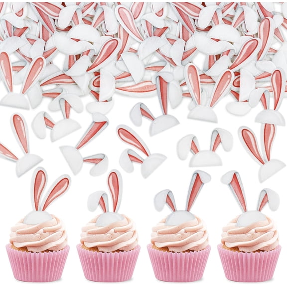 Edible Easter Bunny Ear Cupcake Toppers Picks for Easter Theme Spring Birthday Party Supplies