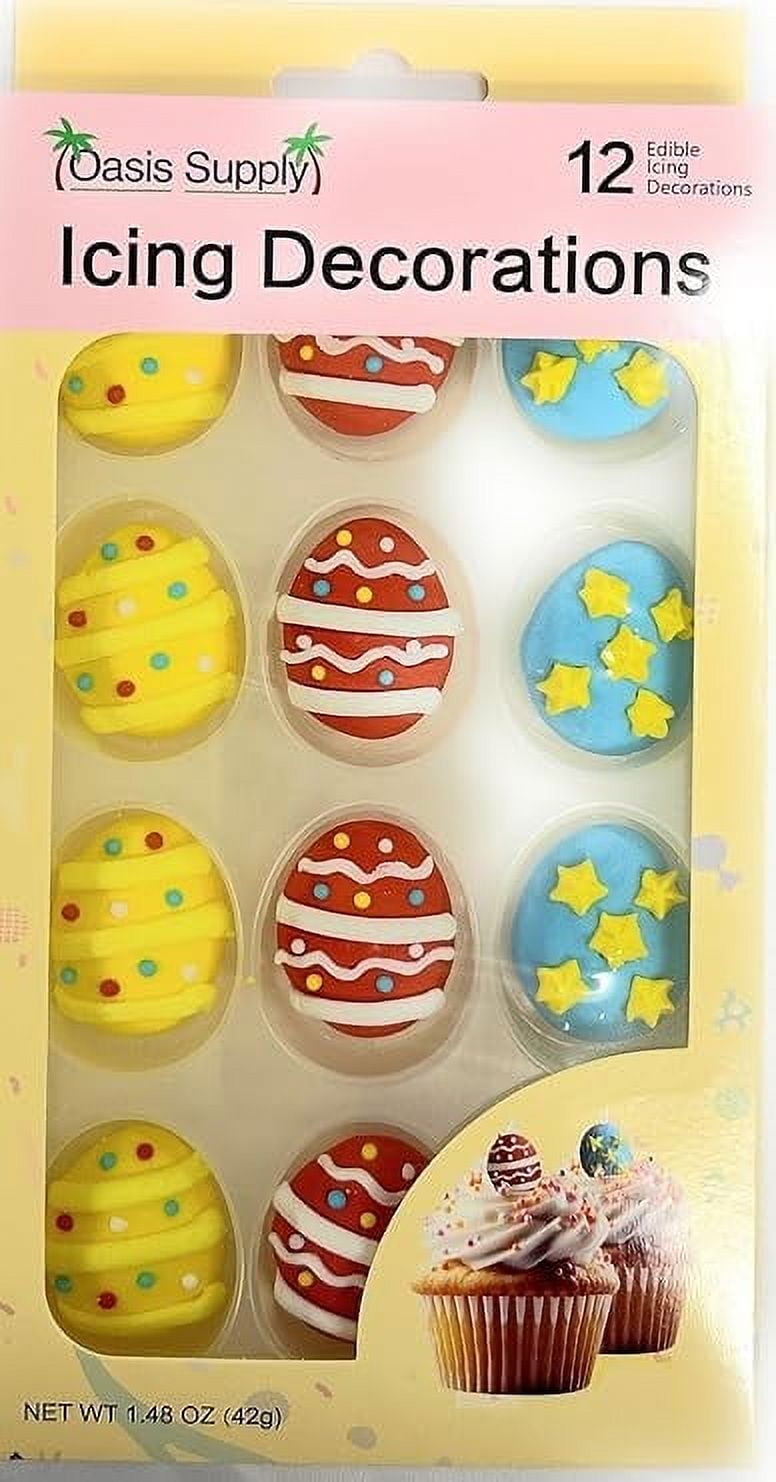 Assorted Multicolor Edible Easter Egg Icing Decorations