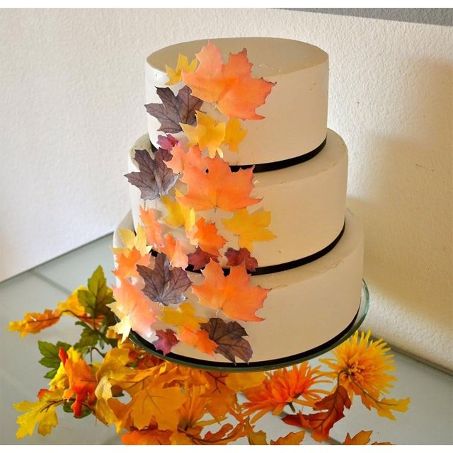 Edible Fall Leaves Assorted Set Of 32 Wafers Cake & Cupcake Toppers