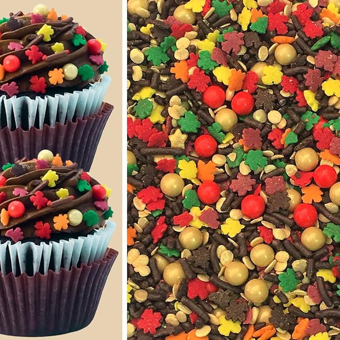 Edible Fall Woodland Leaves Thanksgiving Orange Brown Red Gold Cake